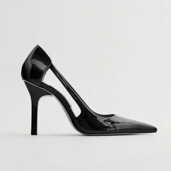 ZARA CUT OUT PATENT POINTED HIGH HEELS 9 - Picture 3 of 13